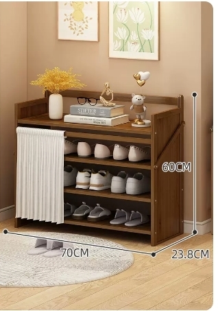 Hot Selling Folding Storage Shoe Cabinet (Camellia Color Upgraded Dustproof Style, Four Layers, 70*23.8*60CM)