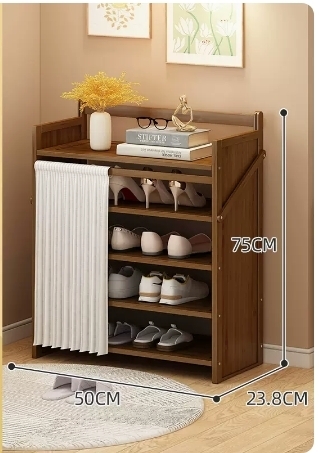 Hot Selling Folding Storage Shoe Cabinet (Camellia Color Upgraded Dustproof Style, Five Layers, 50*23.8*75CM)