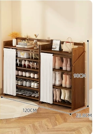 Hot Selling Folding Storage Shoe Cabinet (Camellia Color Upgraded Dustproof Combination Model, Six Layers, 120*23.8*90CM)