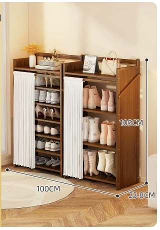 Hot Selling Folding Storage Shoe Cabinet (Camellia Color Upgraded Dustproof Combination Model, Seven Layers, 100*23.8*105CM)