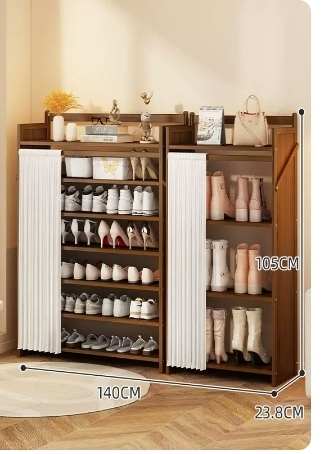 Hot Selling Folding Storage Shoe Cabinet (Camellia Color Upgraded Dustproof Combination Model, Seven Layers, 140*23.8*105CM)