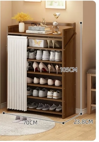 Hot Selling Folding Storage Shoe Cabinet (Camellia Color Upgraded Dustproof Style, Seven Layers, 70*23.8*105CM)
