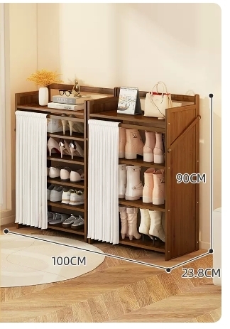 Hot Selling Folding Storage Shoe Cabinet (Camellia Color Upgraded Dustproof Combination Model, Six Layers, 100*23.8*90CM)