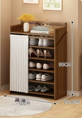 Hot Selling Folding Storage Shoe Cabinet (Camellia Color Upgraded Dustproof Style, Six Layers, 50*23.8*90CM)