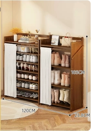 Hot Selling Folding Storage Shoe Cabinet (Camellia Color Upgraded Dustproof Combination Model, Seven Layers, 120*23.8*105CM)