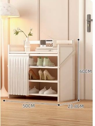 Hot Selling Folding Storage Shoe Cabinet (Moonlight White Upgraded Dustproof Style, Four Layers, 50*23.8*60CM)