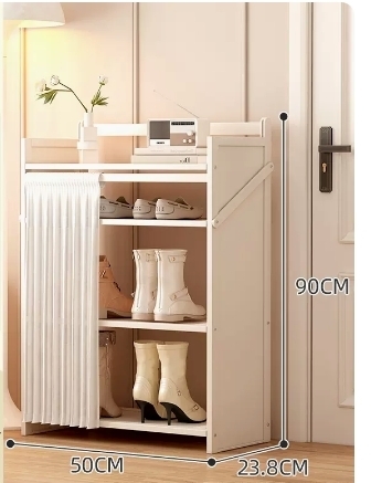 Hot Selling Folding Storage Shoe Cabinet (Moonlight White Upgraded Dustproof Boot Rack Model, Four Layers, 50*23.8*60CM)
