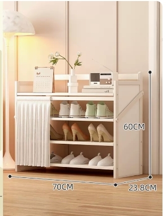 Hot Selling Folding Storage Shoe Cabinet (Moonlight White Upgraded Dustproof Style, Four Layers, 70*23.8*60CM)