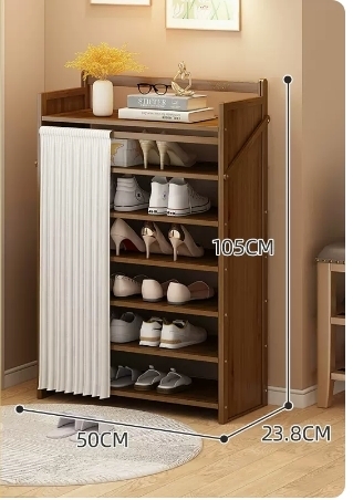 Hot Selling Folding Storage Shoe Cabinet (Camellia Color Upgraded Dustproof Style, Seven Layers, 50*23.8*105CM)