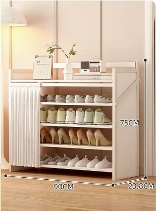 Hot Selling Folding Storage Shoe Cabinet (Moonlight White Upgraded Dustproof Style, Five Layers, 90*23.8*75CM)