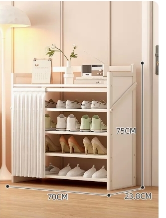 Hot Selling Folding Storage Shoe Cabinet (Moonlight White Upgraded Dustproof Style, Five Layers, 70*23.8*75CM)