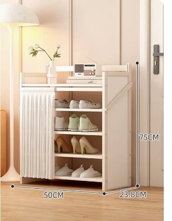 Hot Selling Folding Storage Shoe Cabinet (Moonlight White Upgraded Dustproof Style, Five Layers, 50*23.8*75CM)