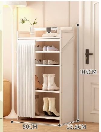 Hot Selling Folding Storage Shoe Cabinet (Moonlight White Upgraded Dustproof and Elevated Boot Rack Model, Five Layers, 50*23.8*105CM)