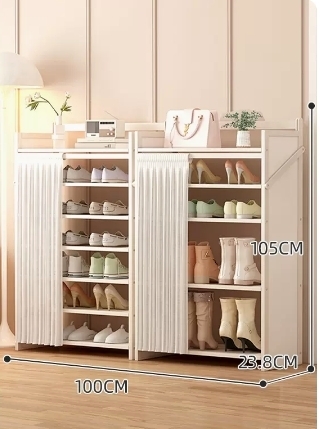 Hot Selling Folding Storage Shoe Cabinet (Moonlight White Upgraded Dustproof Combination Model, Seven Layers, 100*23.8*105CM)