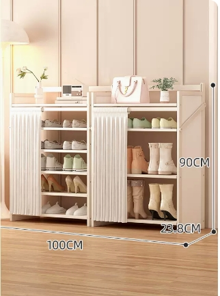 Hot Selling Folding Storage Shoe Cabinet (Moonlight White Upgraded Dustproof Combination Model, Six Layers, 100*23.8*90CM)