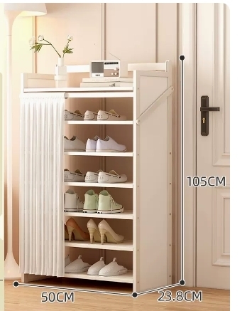 Hot Selling Folding Storage Shoe Cabinet (Moonlight White Upgraded Dustproof Style, Seven Layers, 50*23.8*105CM)