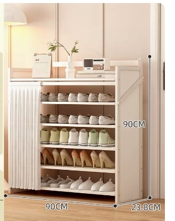 Hot Selling Folding Storage Shoe Cabinet (Moonlight White Upgraded Dustproof Style, Six Layers, 90*23.8*90CM)