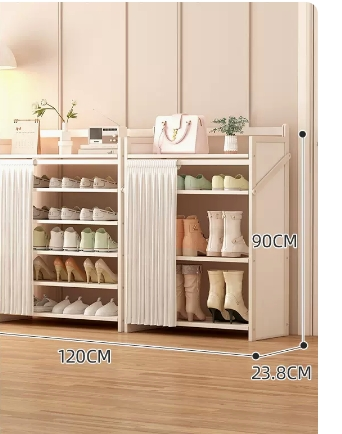 Hot Selling Folding Storage Shoe Cabinet (Moonlight White Upgraded Dustproof Combination Model, Six Layers, 120*23.8*90CM)