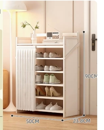 Hot Selling Folding Storage Shoe Cabinet (Moonlight White Upgraded Dustproof Style, Six Layers, 50*23.8*90CM)