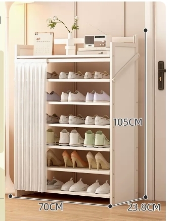 Hot Selling Folding Storage Shoe Cabinet (Moonlight White Upgraded Dustproof Style, Seven Layers, 70*23.8*105CM)