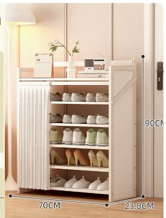 Hot Selling Folding Storage Shoe Cabinet (Moonlight White Upgraded Dustproof Style, Six Layers, 70*23.8*90CM)