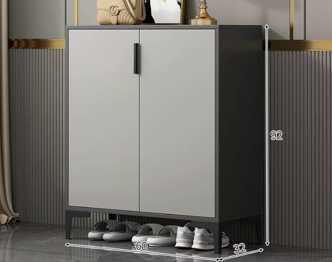 Hot selling light luxury shoe cabinet home entrance entrance cabinet ([Italian high-end two-door style] Starry sky and bright moon gray + gray door)
