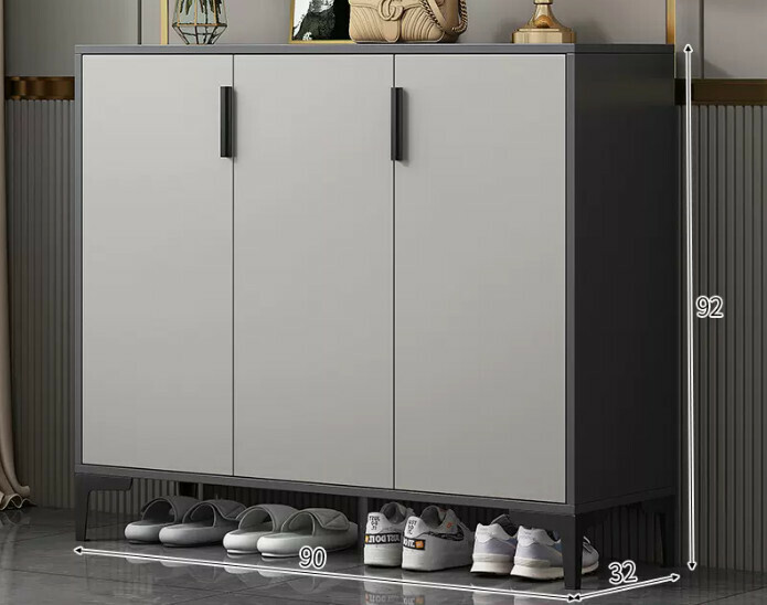Hot selling light luxury shoe cabinet home entrance entrance cabinet ([Italian high-end three-door style] Starry sky and bright moon gray + gray door)