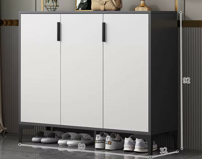 Hot selling light luxury shoe cabinet home entrance entrance cabinet ([Italian high-end three-door style] Starry sky and bright moon gray + white door)