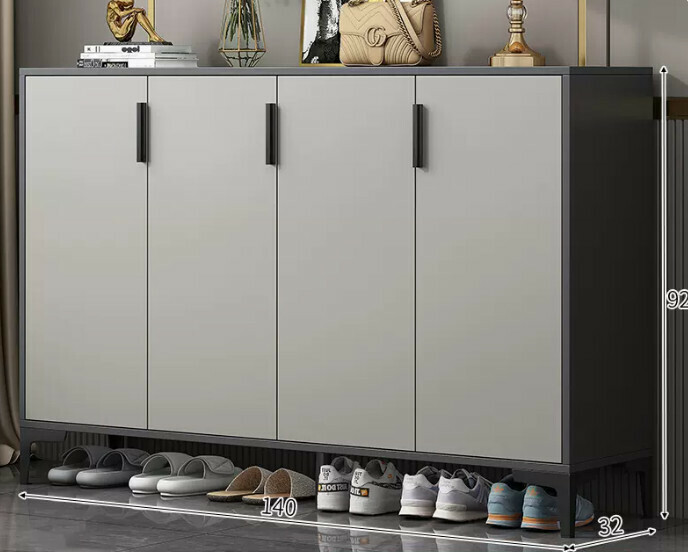 Hot selling light luxury shoe cabinet home entrance entrance cabinet ([Italian high-end four-door style] Starry sky and bright moon gray + gray door)