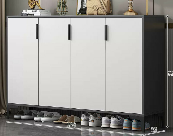 Hot selling light luxury shoe cabinet home entrance entrance cabinet ([Italian high-end four-door style] Starry sky and bright moon gray + white door)