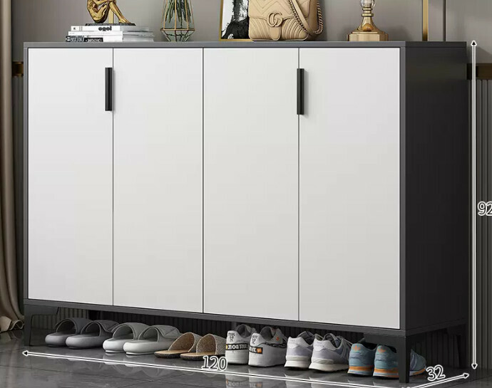 Hot selling light luxury shoe cabinet home entrance entrance cabinet ([Italian high-end four-door style] Starry sky and bright moon gray + white door)