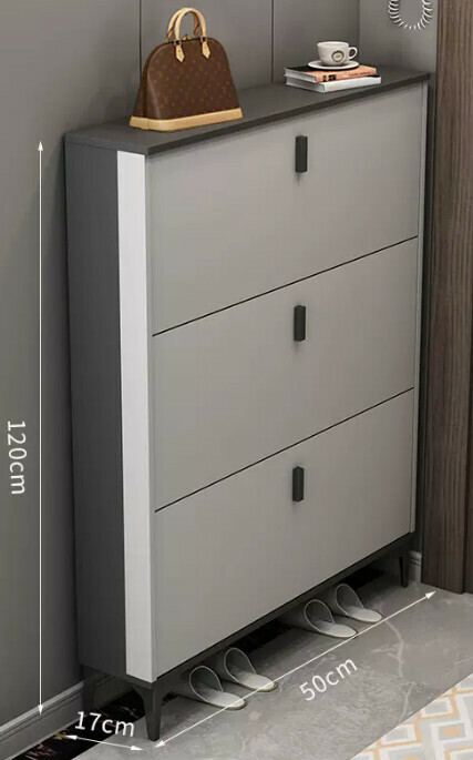 Hot selling light luxury flip shoe cabinet entry entrance cabinet ([single layer model] double gray 50*17*120cm)