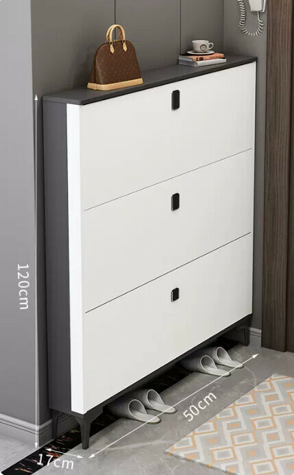 Hot selling light luxury flip shoe cabinet entry entrance cabinet ([single layer model] double gray white 50*17*120cm)