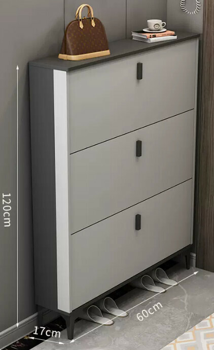 Hot selling light luxury flip shoe cabinet entry entrance cabinet ([single layer model] double gray 60*17*120cm)