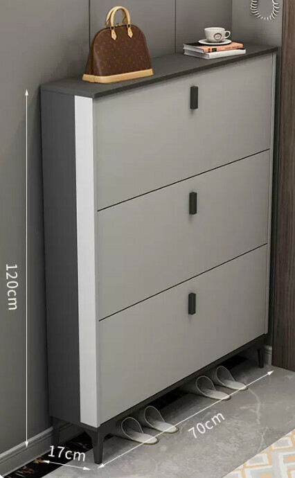 Hot selling light luxury flip shoe cabinet entry entrance cabinet ([single layer model] double gray 70*17*120cm)