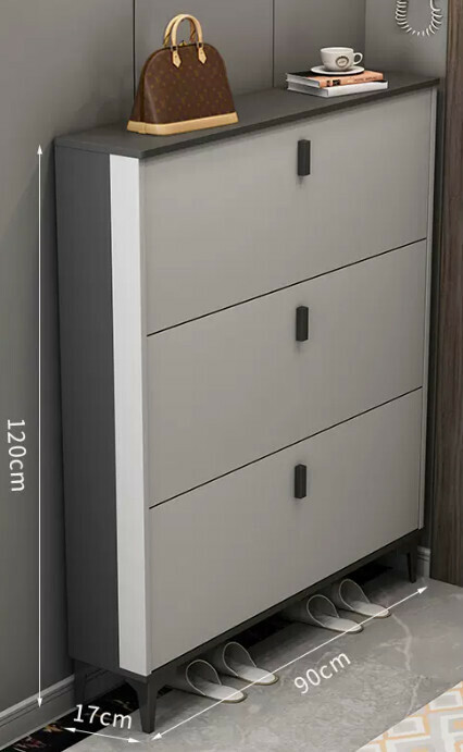 Hot selling light luxury flip shoe cabinet entry entrance cabinet ([single layer model] double gray 90*17*120cm)