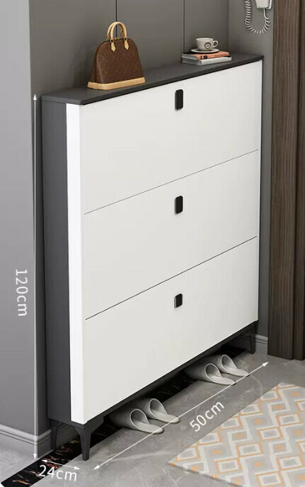 Hot Selling Light Luxury Tip Shoe Cabinet Entrance Entrance Cabinet ([Double-Layer Model] Double Gray White 50*24*120cm)