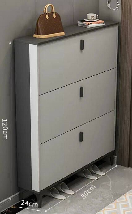 Hot selling light luxury flip shoe cabinet entry entrance cabinet ([double-layer model] double gray 80*24*120cm)