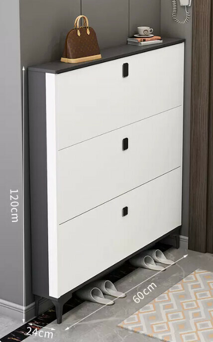 Hot Selling Light Luxury Tip Shoe Cabinet Entrance Entrance Cabinet ([Double-Layer Model] Double Gray White 60*24*120cm)