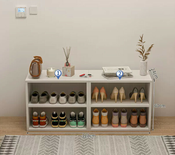 Hot selling entryway shoe box for sitting and storage (two layers of warm white 120*24*60cm)