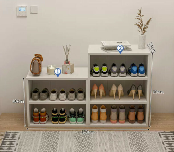 Hot selling sitting and storage entryway shoe box (two layers + three layers warm white 120*24*60cm)
