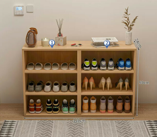 Hot selling entryway shoe box for sitting and storage (three-layer imitation solid wood color 120*24*90cm)