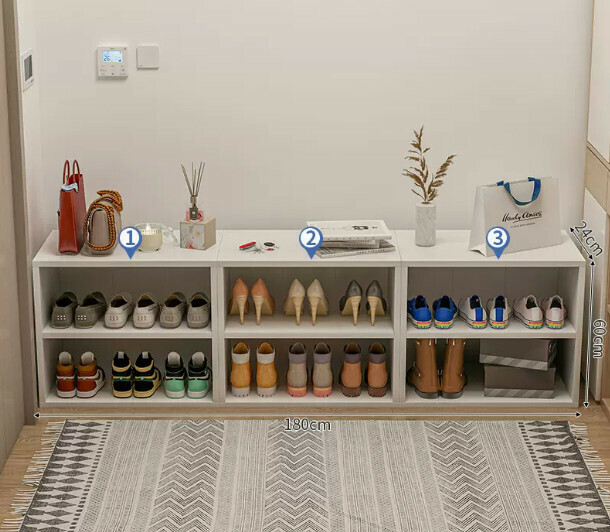 Hot selling entryway shoe box for sitting and storage (two-layer warm white combination 180*24*60cm)