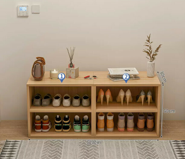 Hot selling entryway shoe box for sitting and storage (two layers widened to imitate solid wood color 120*30*60cm)
