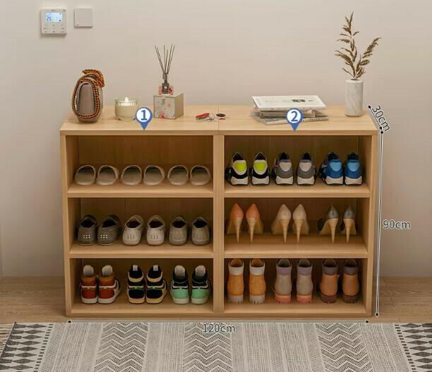 Hot selling entryway shoe box for sitting and storage (three layers widened to imitate solid wood color 120*30*90cm)