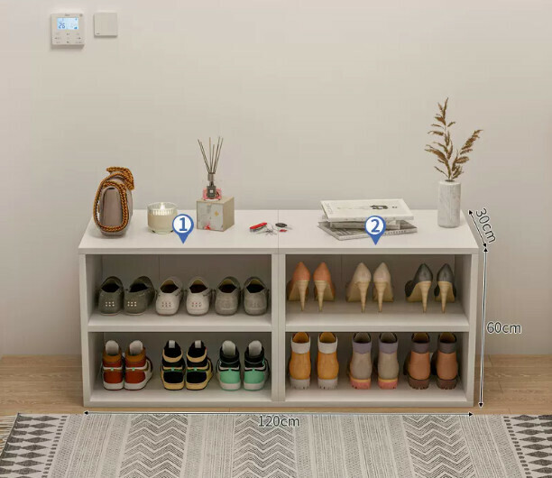 Hot selling entryway shoe box for sitting and storage (two layers widened in warm white 120*30*60cm)