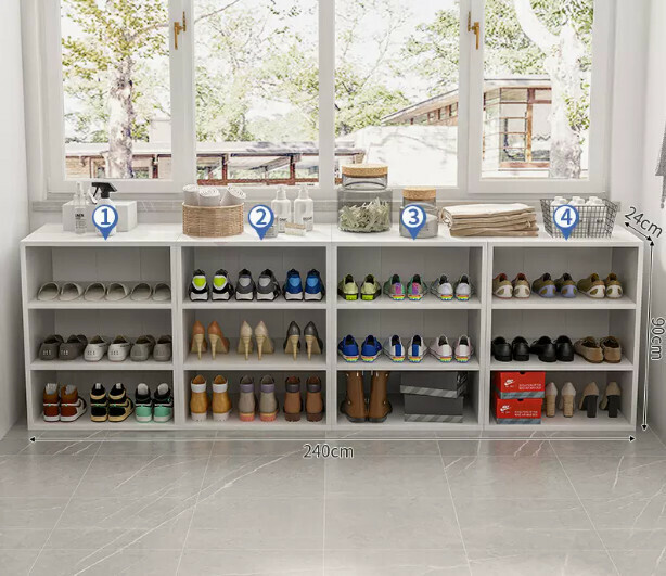Hot selling sitting and storage entryway shoe box (three-layer warm white combination 240*24*90cm)