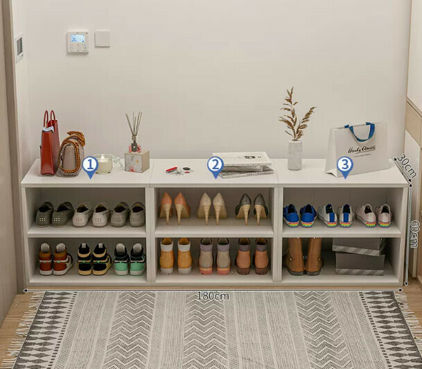 Hot selling entryway shoe box for sitting and storage (two-layer widened warm white combination 180*30*60cm)