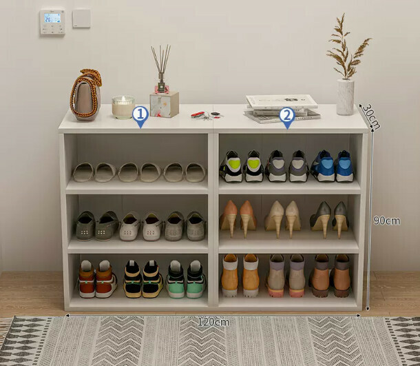 Hot selling entryway shoe box for sitting and storage (three layers widened in warm white 120*30*90cm)