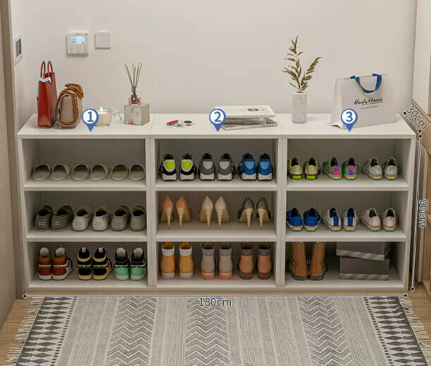 Hot selling entryway shoe box for sitting and storage (three-layer widened warm white combination 180*30*90cm)